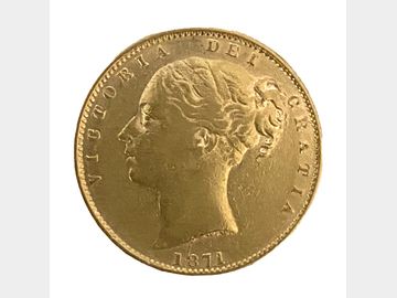 1871 VICTORIA YOUNG HEAD LONDON MINT #DIE 103 SHIELD GOLD SOVEREIGN