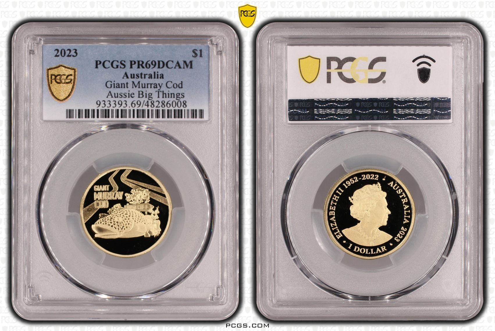 Giant Murray Cod Aussie Big Things, One Dollar, 2023, PCGS PR69DCAM