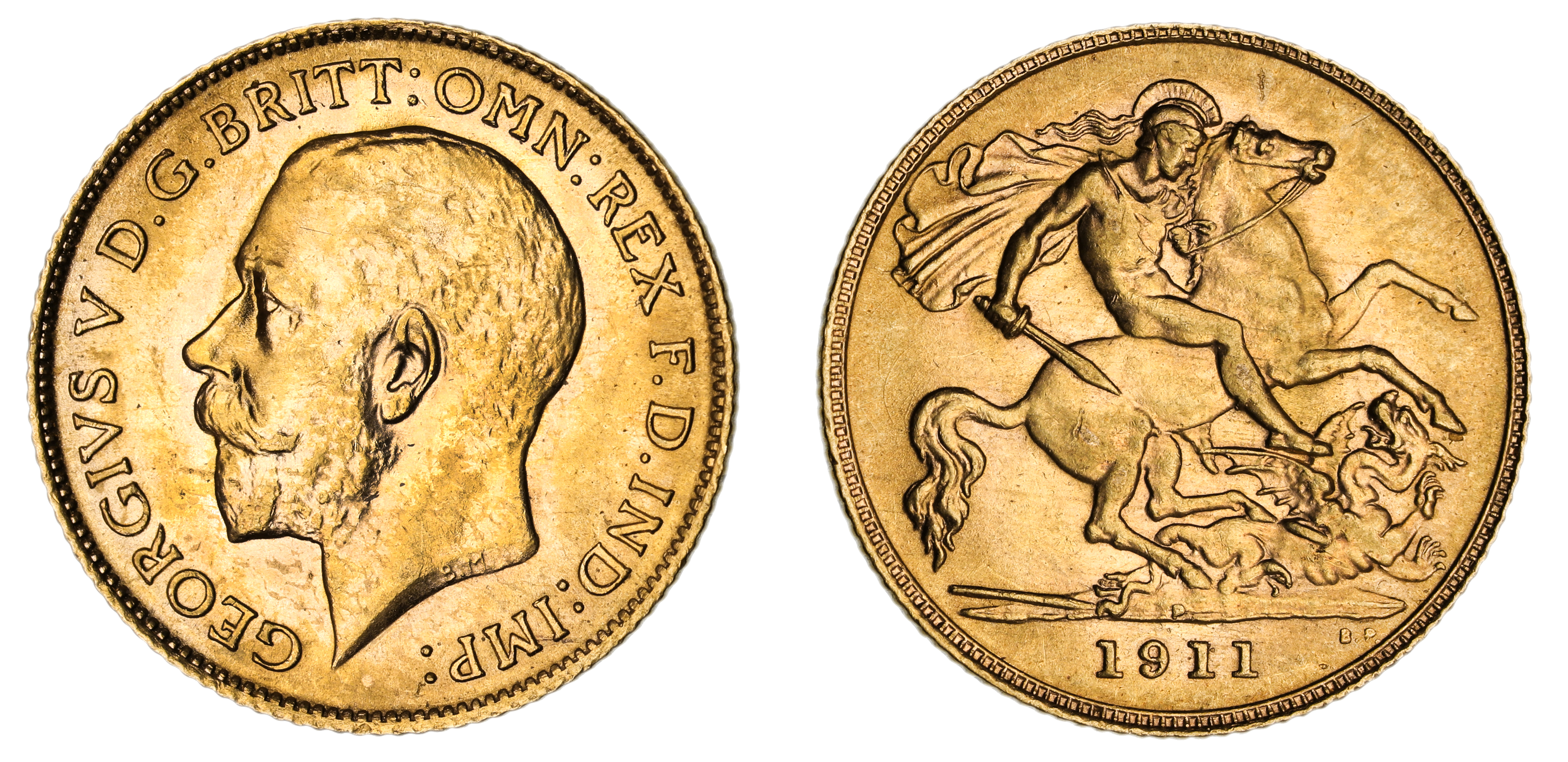 George V, St. George Reverse - Perth Mint, Half Sovereign, 1911, UNC