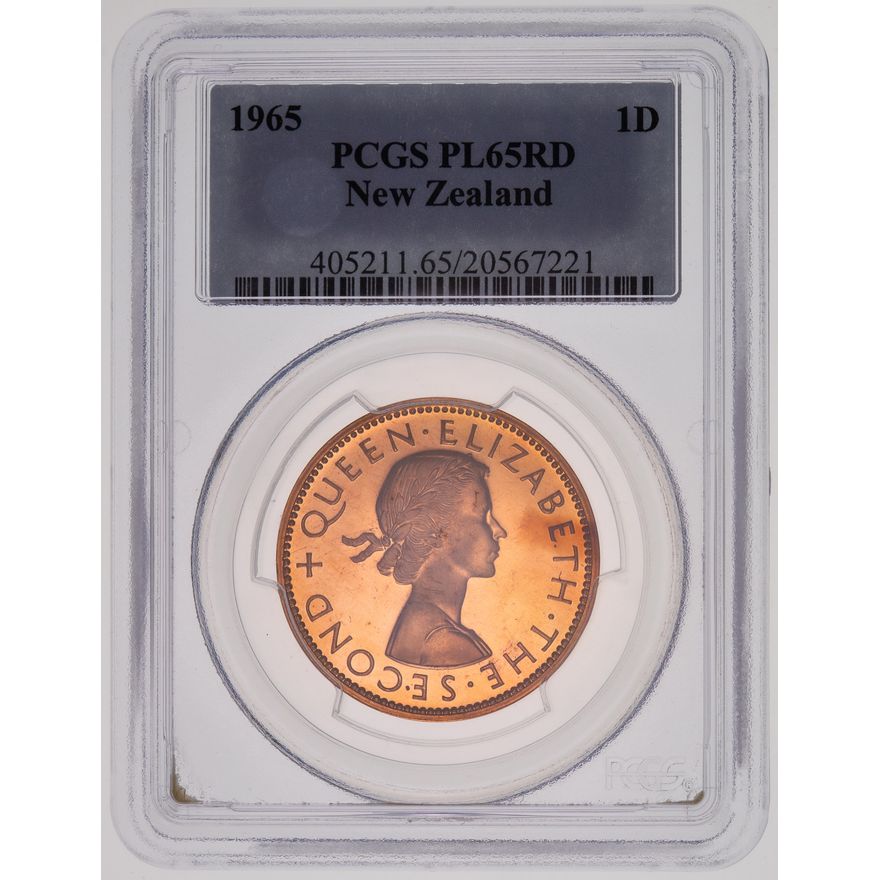 New Zealand, Penny, 1965, PCGS - PL65RD
