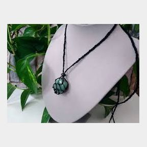 Macrame Natural Stone Crystal Pouch Holder - Green Adventurine | 51727/1559 SS