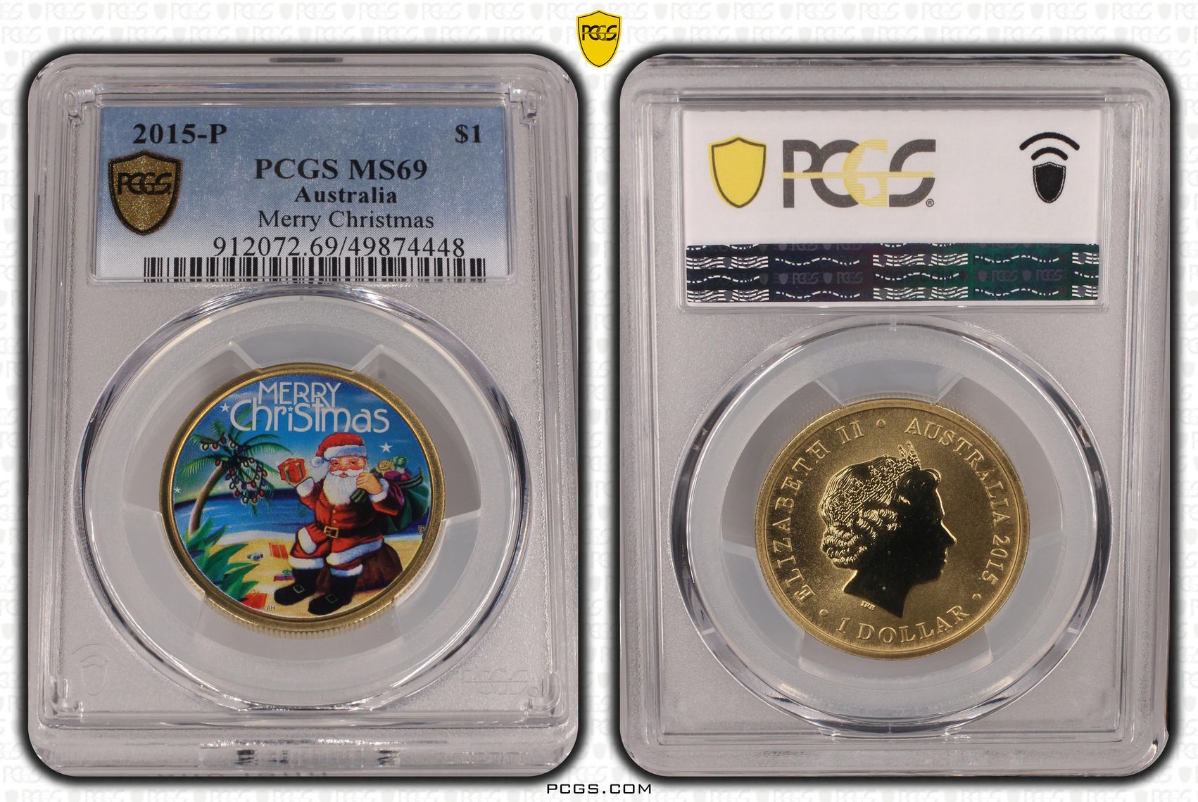 Merry Christmas , One Dollar, 2015-P, PCGS MS69