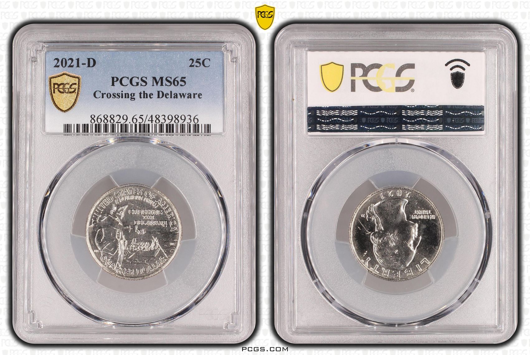 The United States of America, Washington Crossing the Delaware , Twenty Five Cent, 2021-D, PCGS MS65