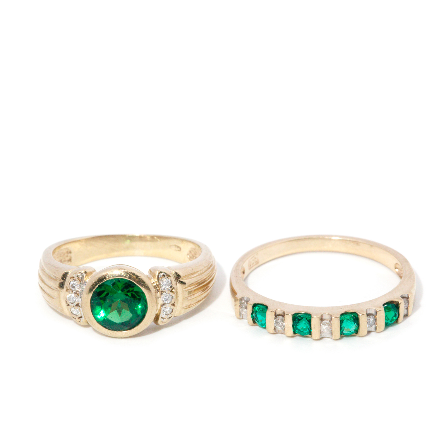 Two Gemstone & Diamond Rings 9ct Gold