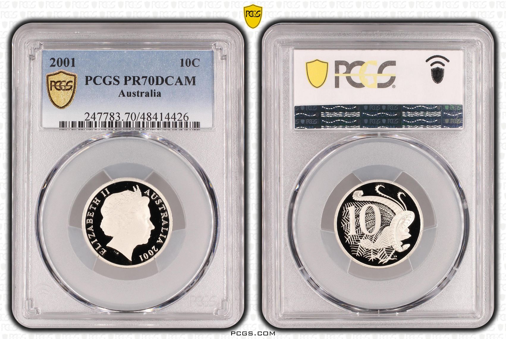 Elizabeth II, Ten Cent, 2001, PCGS PR70DCAM