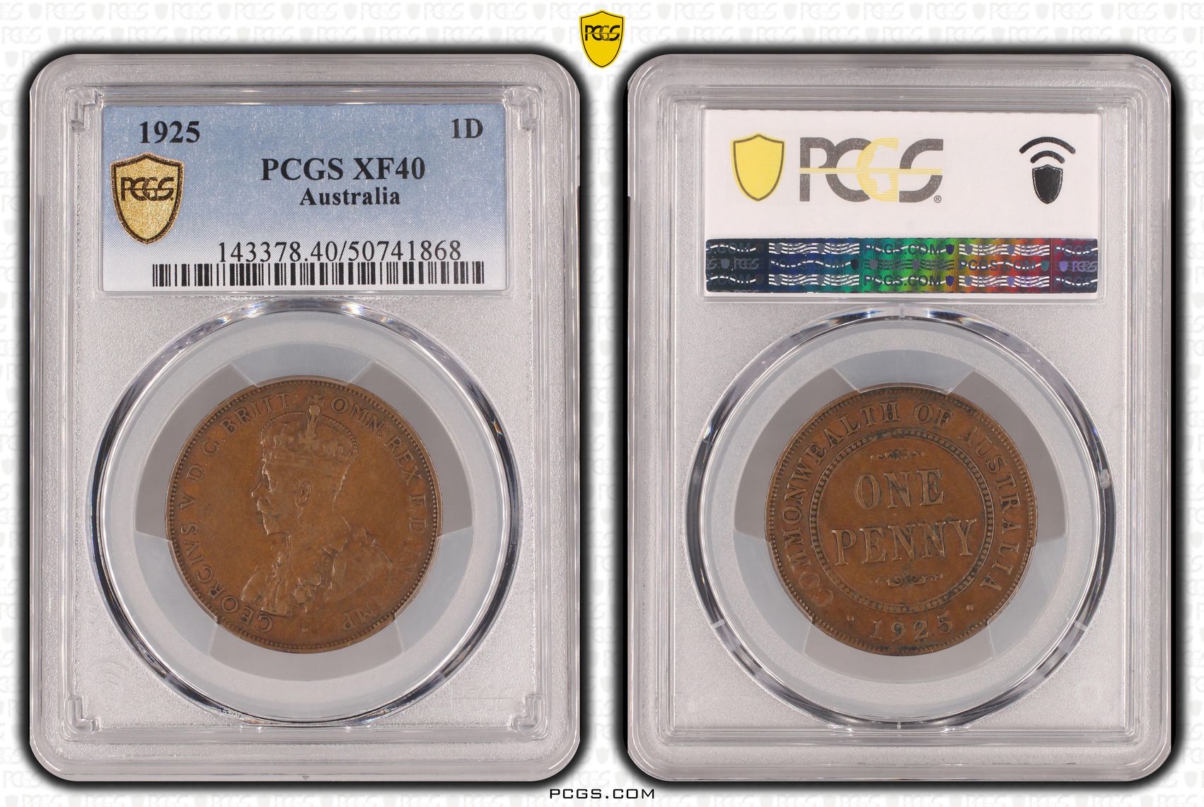 George V, Penny, 1925, PCGS XF40BN
