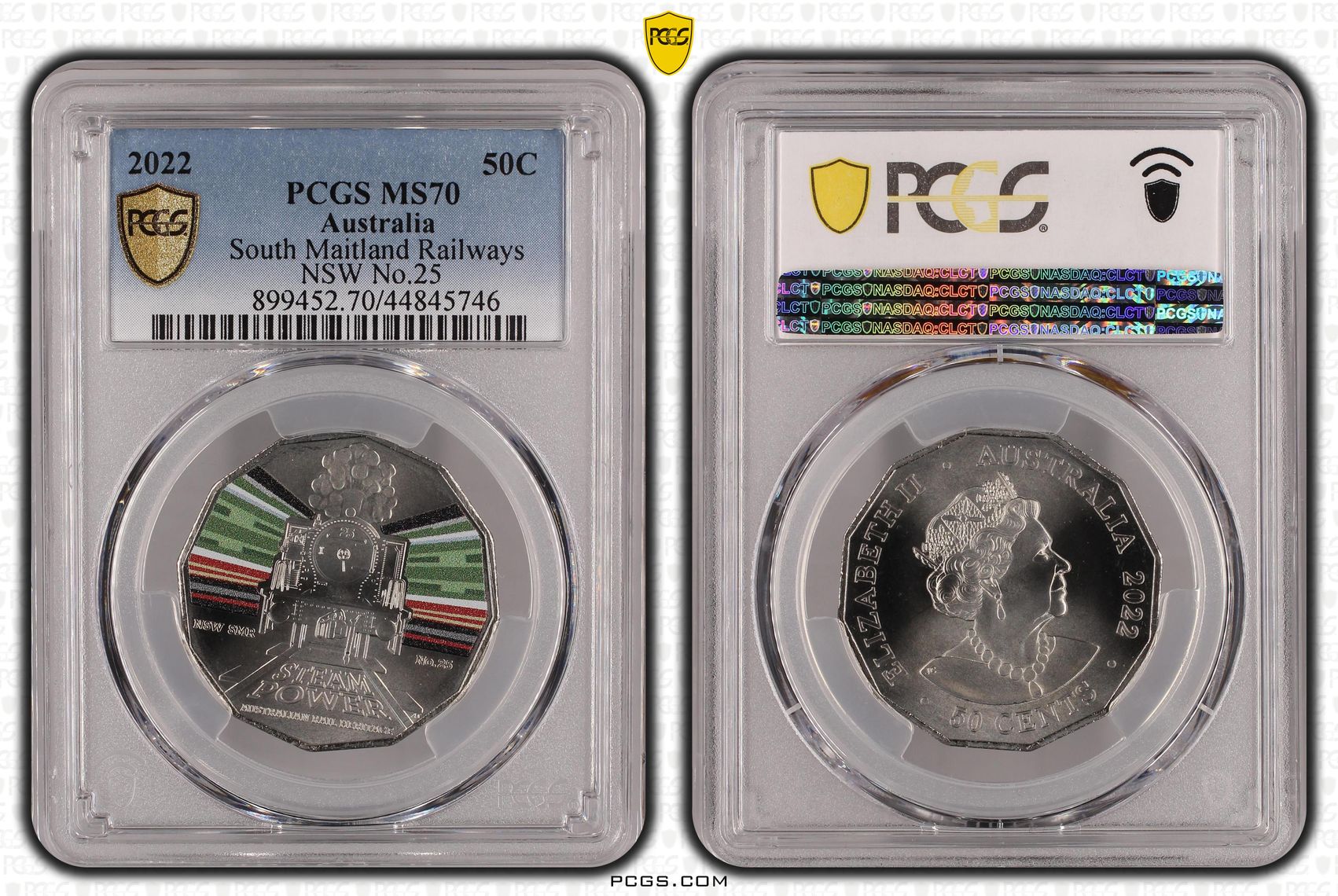 2022 Australia Fifty Cent, 50c NSW S. Maitland Rail No.25 - Australian Rail Heritage PCGS - MS70 POP 10/0 -746