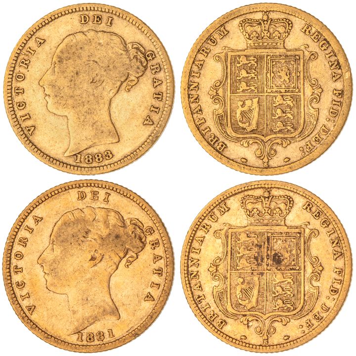 Victoria, Half Sovereign, 1881-S & 1883-S, VF