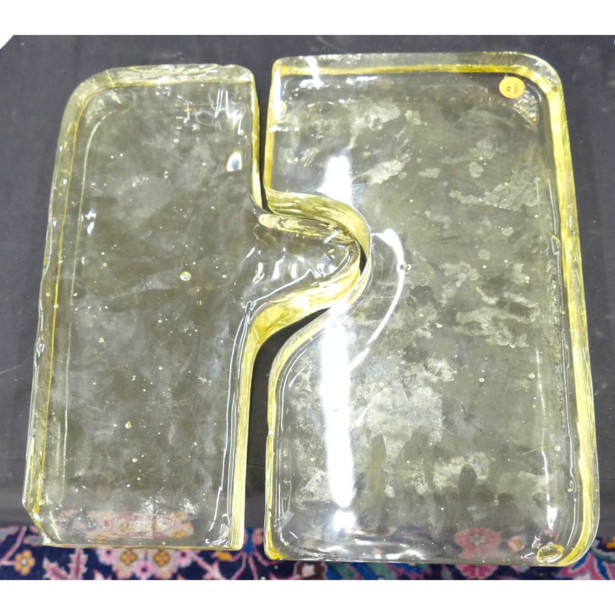 Modernist Cast Glass 2-Part Sculpture 17''x16'' - Edge chip