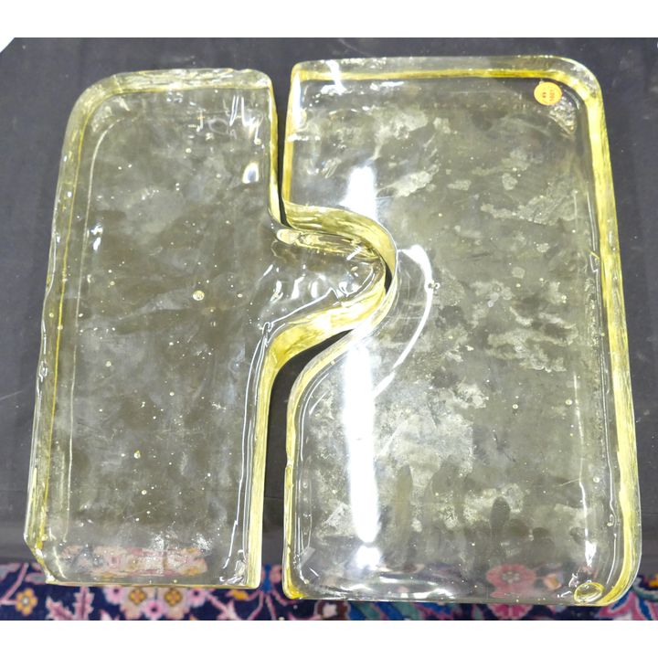 Modernist Cast Glass 2-Part Sculpture 17''x16'' - Edge chip
