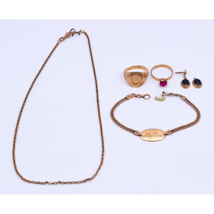Box Antique 10k Gold Jewelry - 18.3 grams TW