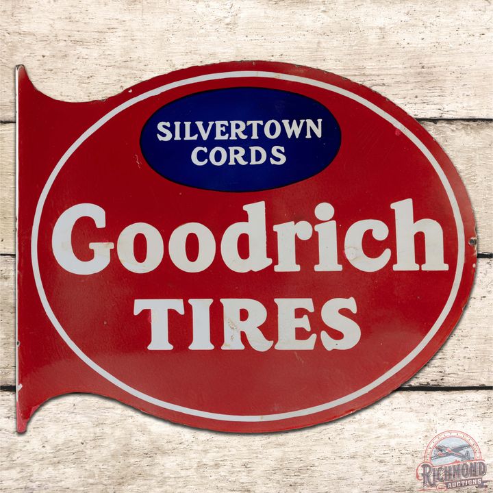 Goodrich Tires Silvertown Cords DS Porcelain Flange Sign