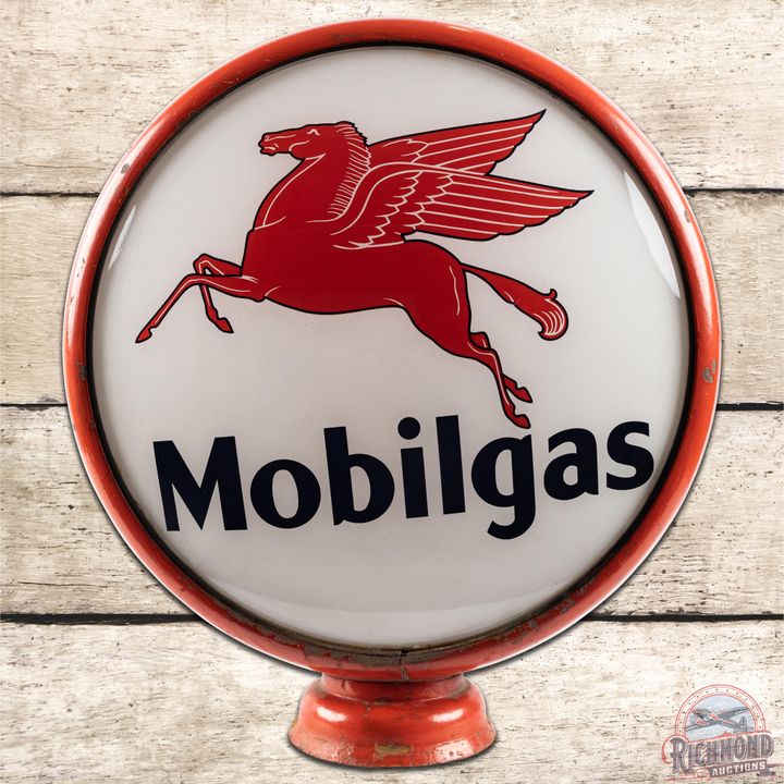 Complete 16.5" Mobilgas Gas Pump Globe & HP Metal Body - 8.9