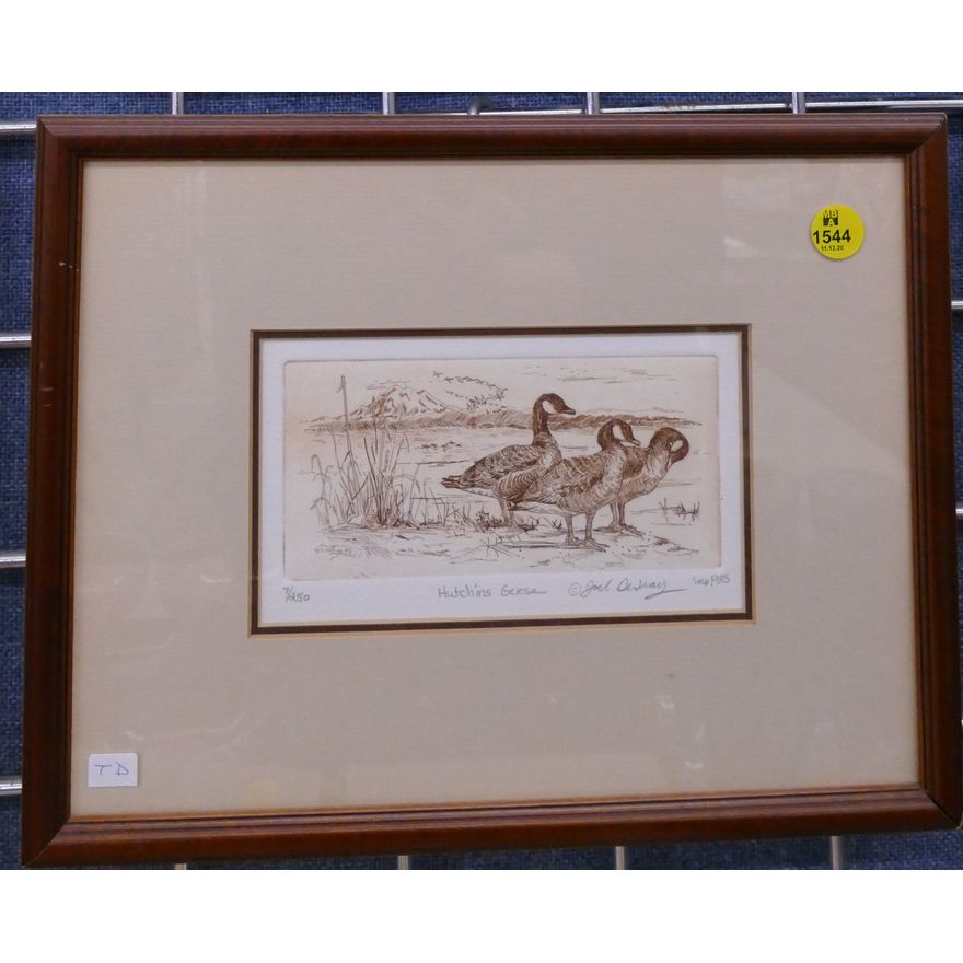 Joel DeTray 'Hutchins Geese' S/N Etching Framed- 10x12''