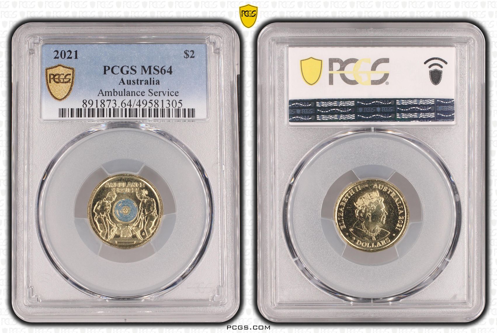 Elizabeth II, Ambulance Service - Colorized , Two Dollar, 2021, PCGS MS64