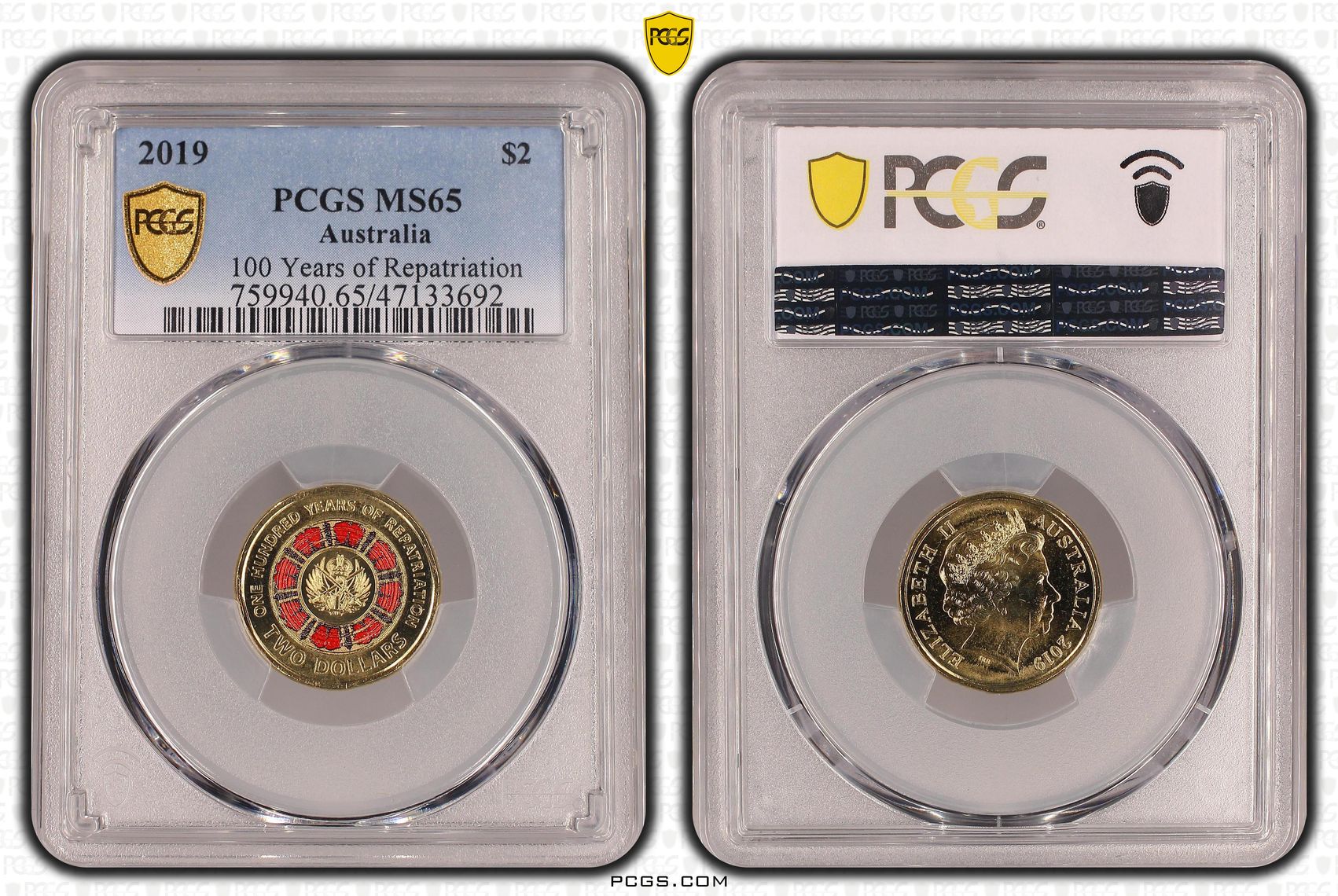 100 Years of Repatriation - Colorized, Two Dollar, 2019, PCGS MS65