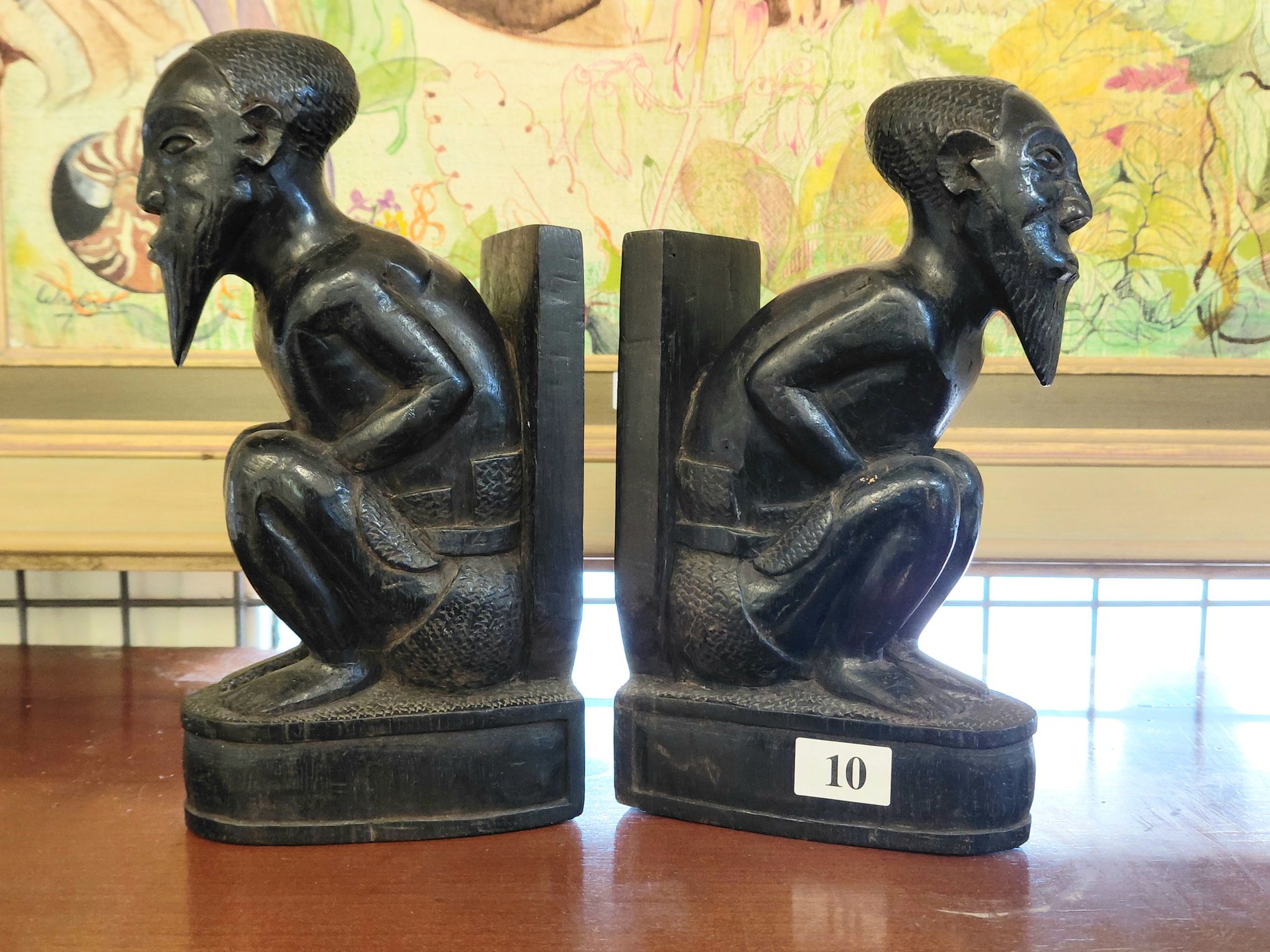 10 · A PAIR OF AFRICAN EBONY BOOKENDS