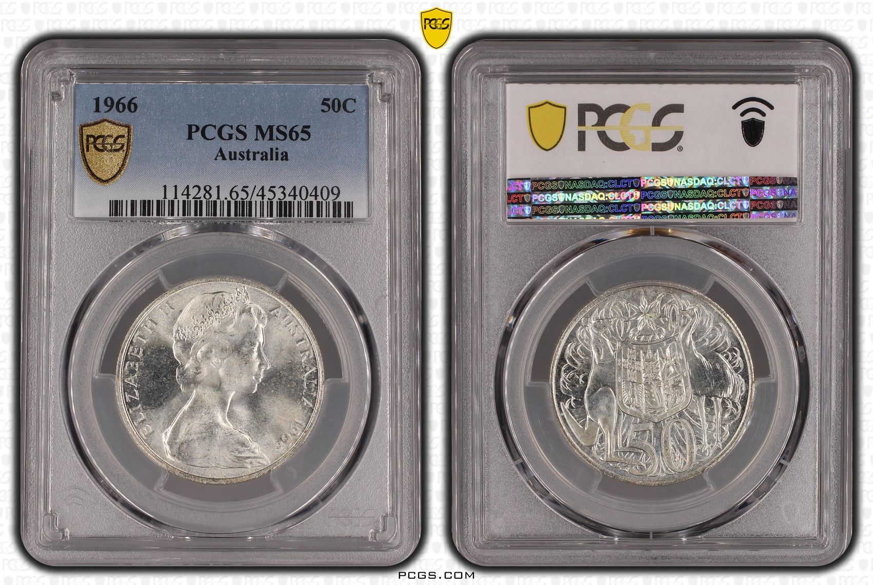 Elizabeth II, Fifty Cent, 1966, PCGS MS65