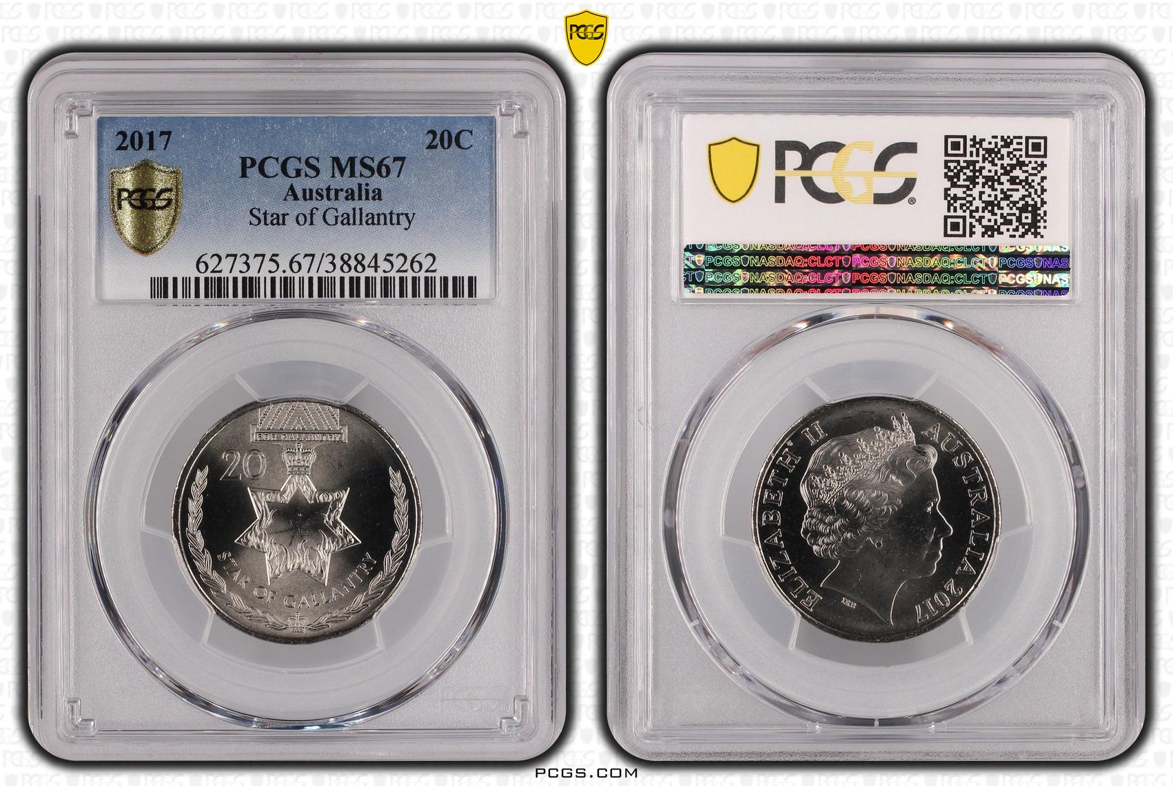 2017 Australia Twenty Cent, 20c Star of Gallantry PCGS - MS67 POP 8/0 -262