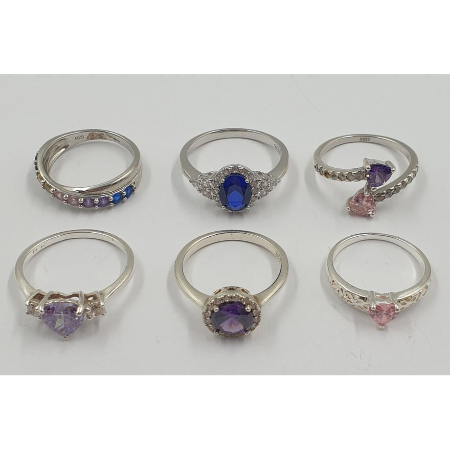 Stg. Silver Rings (x6)