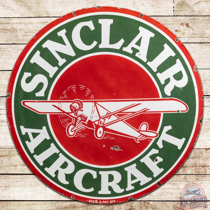 Iconic 48" Sinclair Aircraft DS Porcelain Sign w/ Plane