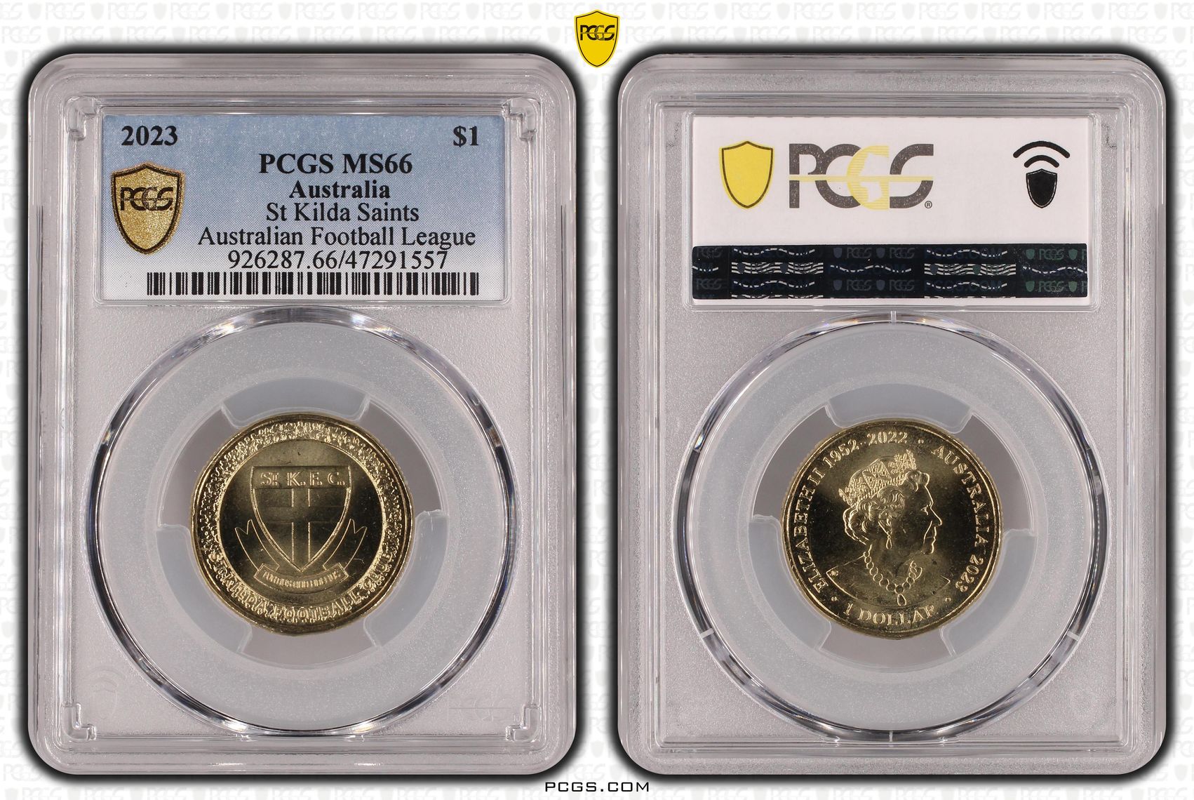 AFL - St Kilda Saints, One Dollar, 2023 POP Report 5/0, PCGS MS 66
