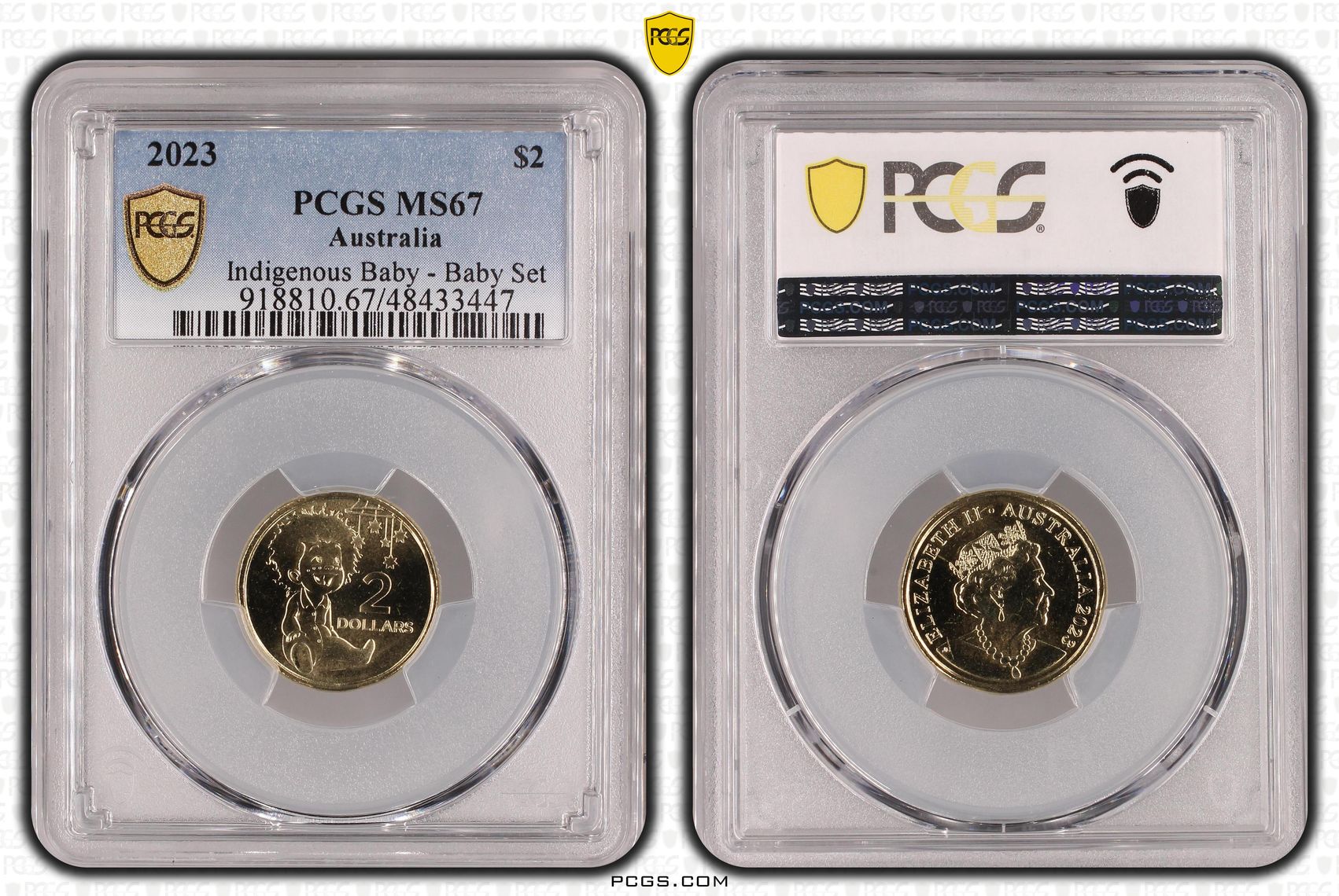 Elizabeth II, Indigenous Baby - Baby Set, Two Dollar, 2023, PCGS MS67