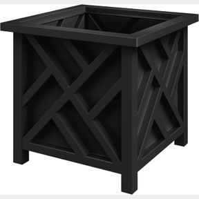 PURE GARDEN LATTICE DESIGN PLANTER BOX - 15.5" D X 15.5" W X 16.5" H - SQUARE DECORATIVE OUTDOOR FLOWER OR PLANT POT - FRONT PORCH