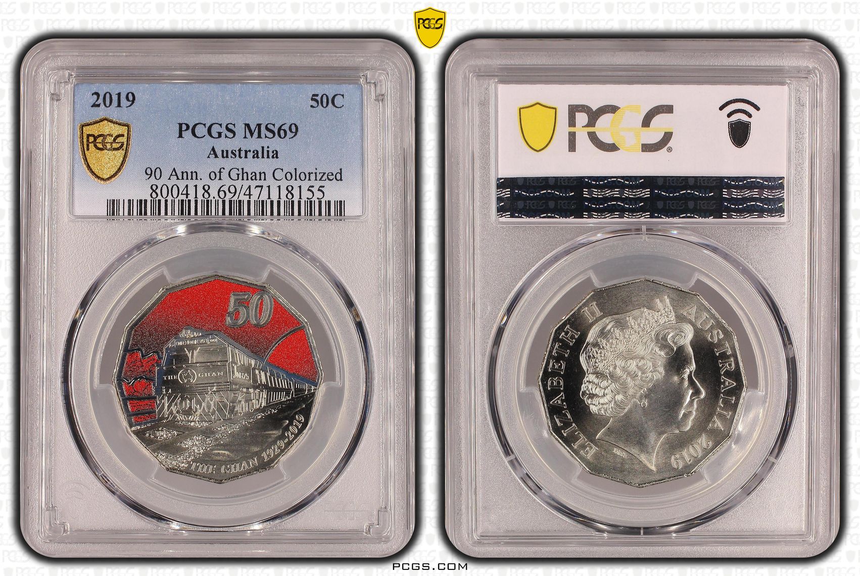 Elizabeth II, 90 Ann. of Ghan Colorized, Fifty Cent, 2019, PCGS MS69