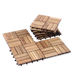 VICTORY RELAX ACACIA WOOD FLOORING INTERLOCKING DECK TILES FOR PATIO DECOR GREAT BALCONY WOODEN GARDEN DECKING TILE (11,81 * 11,81