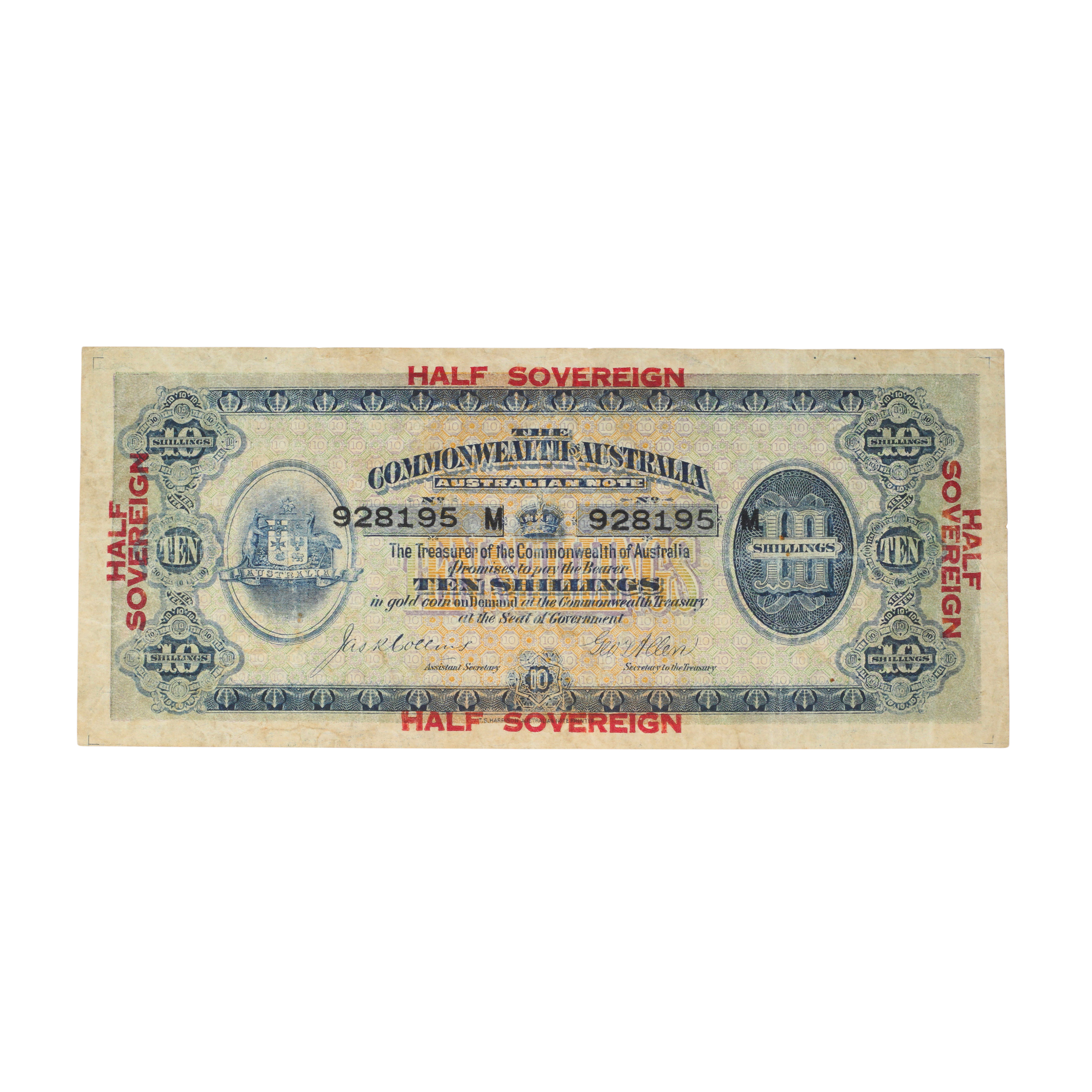 1930. · Collins/Allen, Ten Shillings, 1915, VF