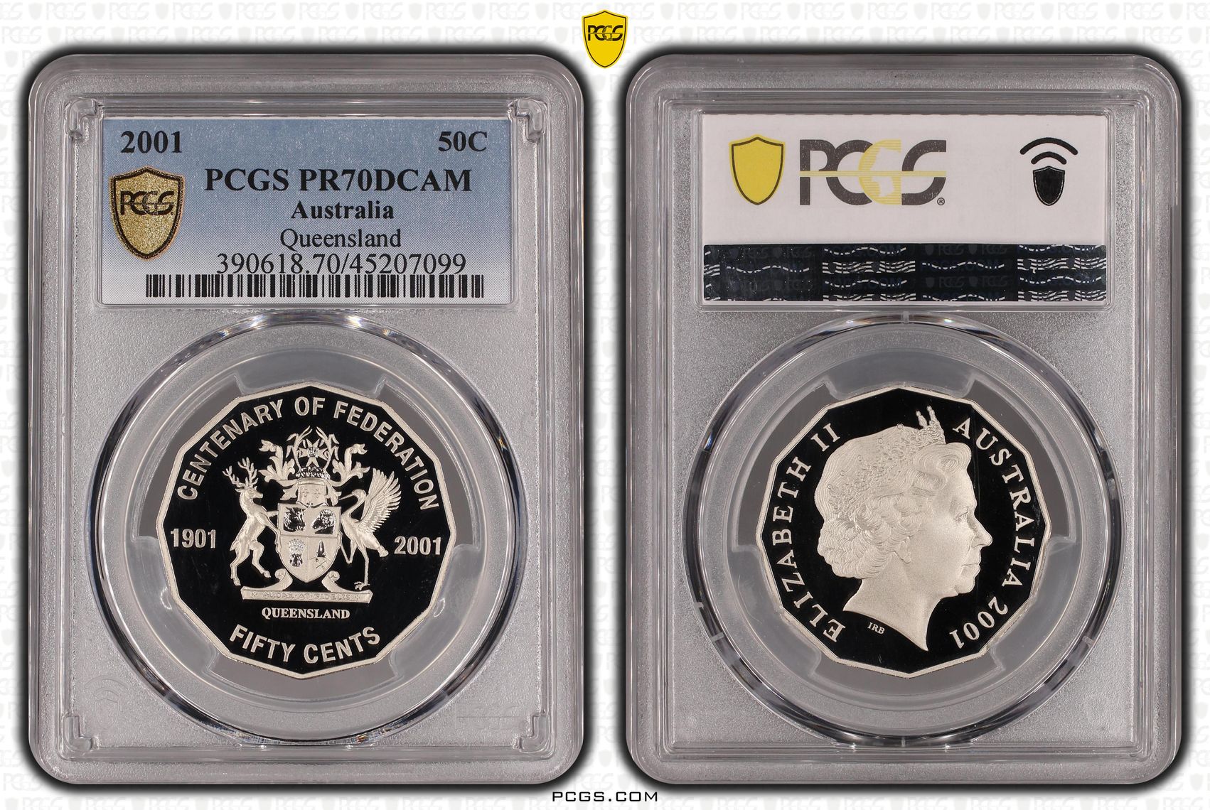 Elizabeth II, QLD, Fifty Cents, 2001, PCGS PR 70DCAM