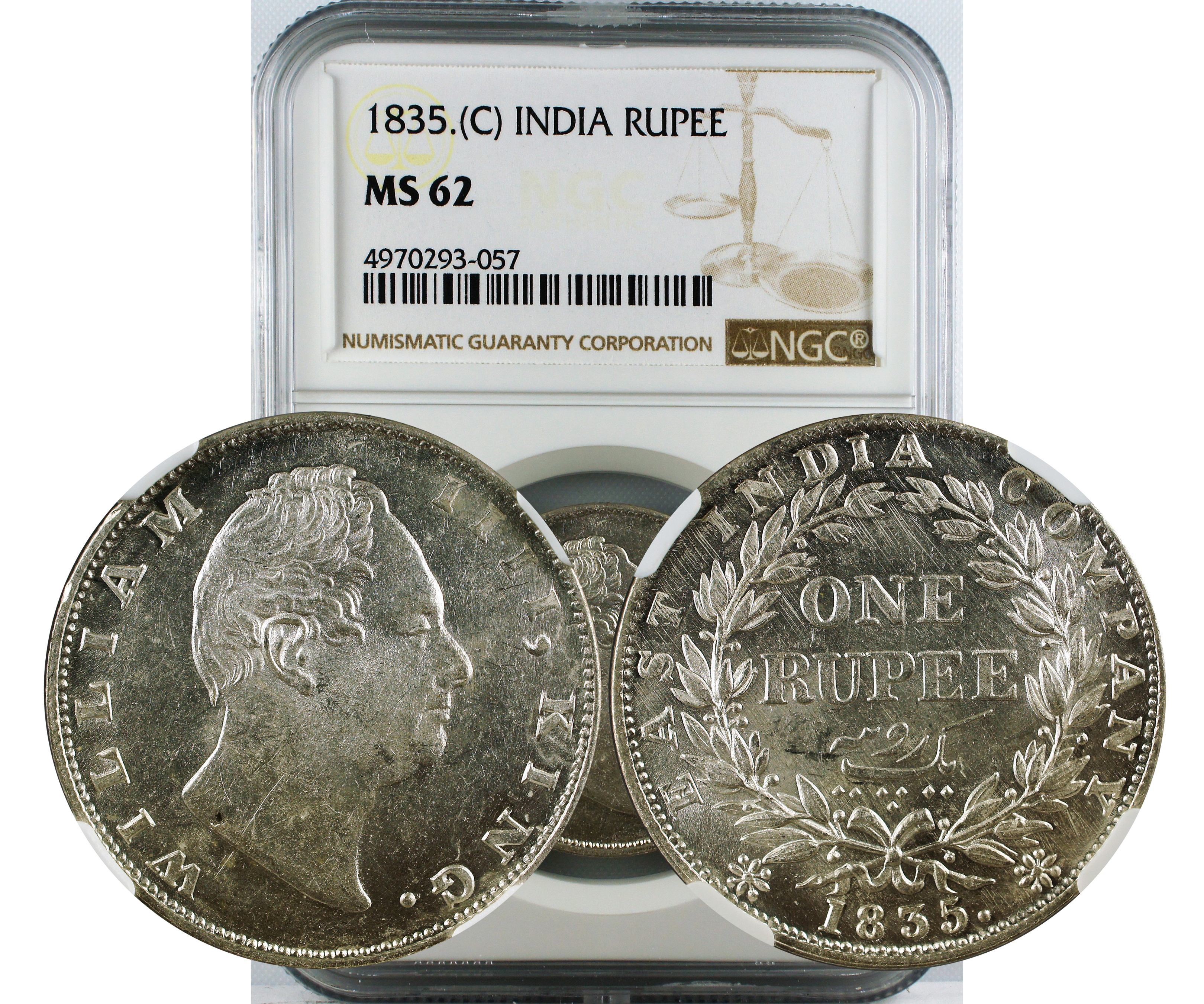 1835 C INDIA RUPEE MS62