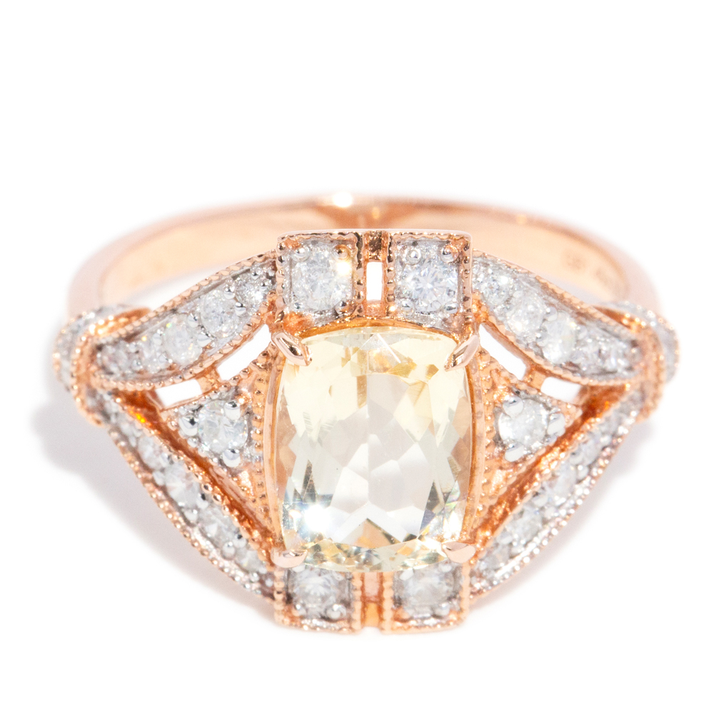 98 · 1.45 Heliodor & Diamond 14ct Gold Ring