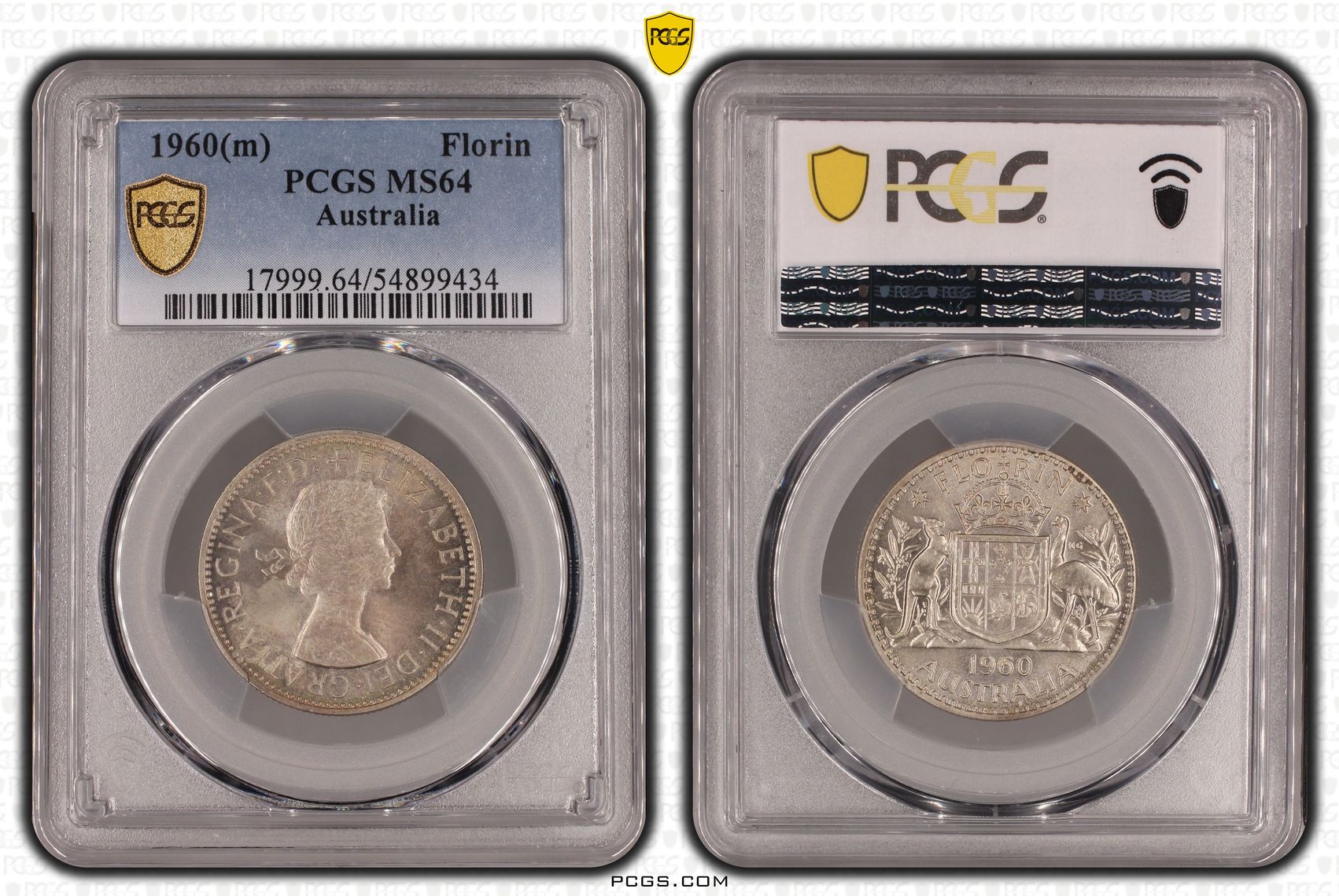 96 · Elizabeth II, Florin, 1960(m), PCGS MS64