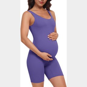 LOVE 3000 MATERNITY SHORTS JUMPSUITS FOR WOMEN | SOFT PREGNANT BODYSUIT SLEEVELESS ATHLETIC ROMPER WORKOUT YOGA UNITARD
