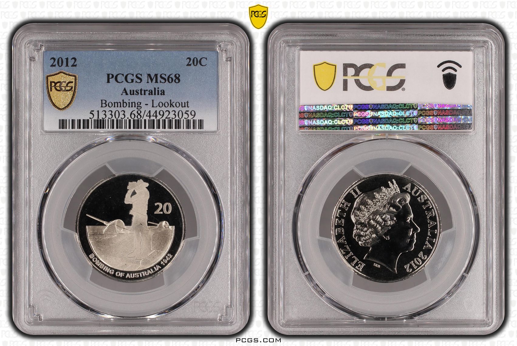 2012 Australia Twenty Cent, 20c Bombing - Lookout PCGS - MS68 -059