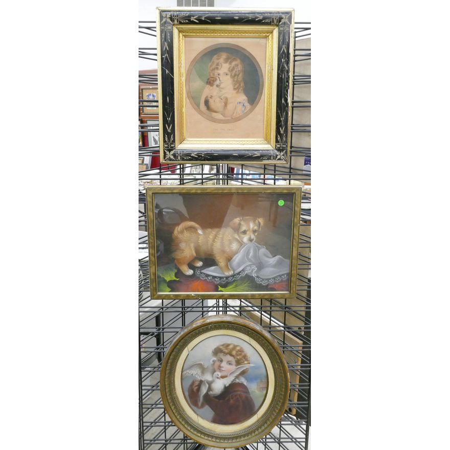 3pc Antique Framed Animal Artworks Framed 21''x18'' Largest