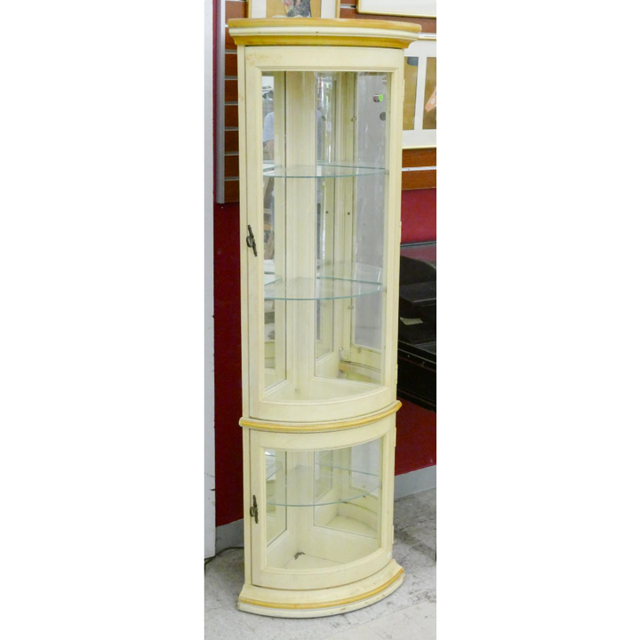 Vintage White Corner Curio Cabinet 68.5''x21''x14''