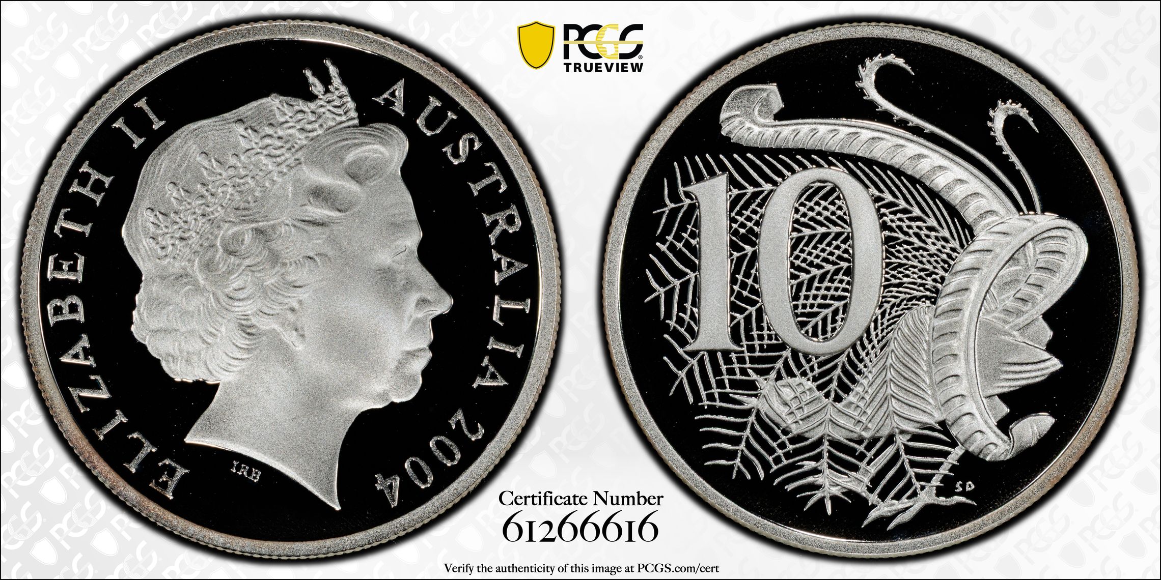 Silver, POP 17/0, Ten Cent, 2004, PCGS PR70DCAM