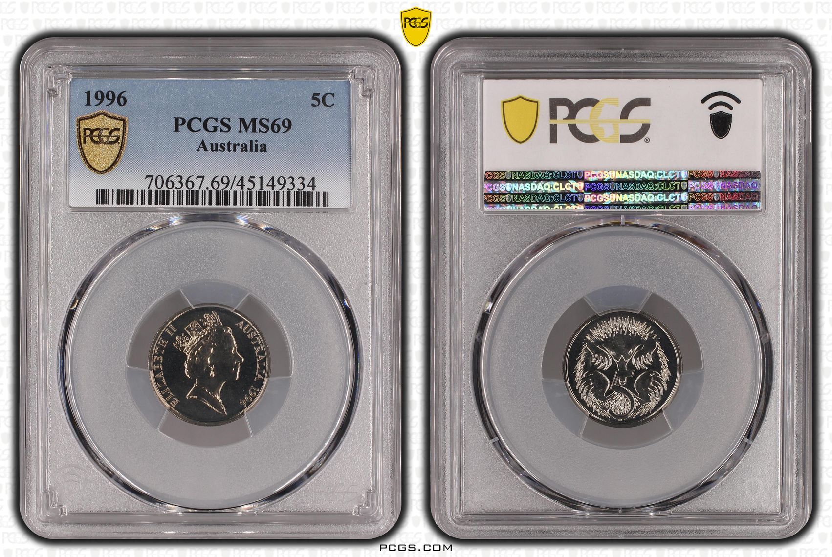 1996 Australia Five Cent, 5c PCGS - MS69 POP 5/0 -334