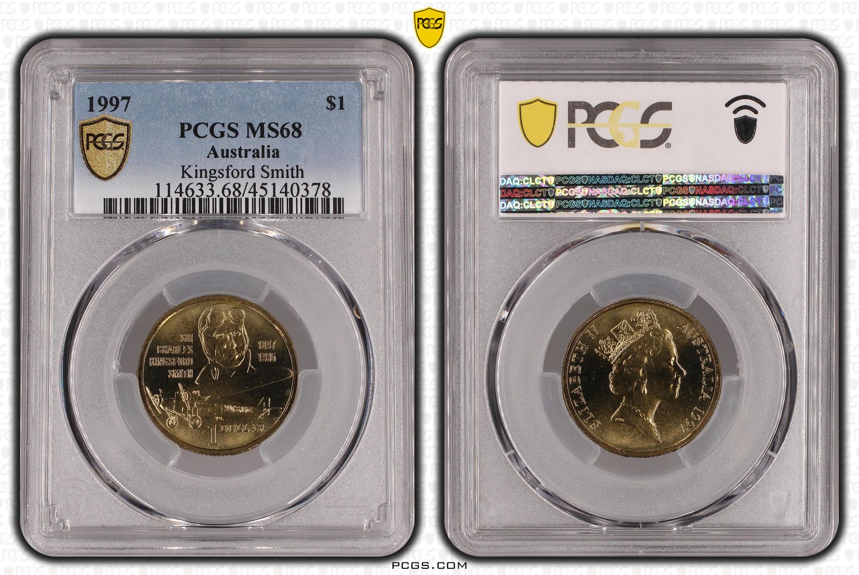 Kingsford Smith POP 13/0, One Dollar, 1997, PCGS MS68