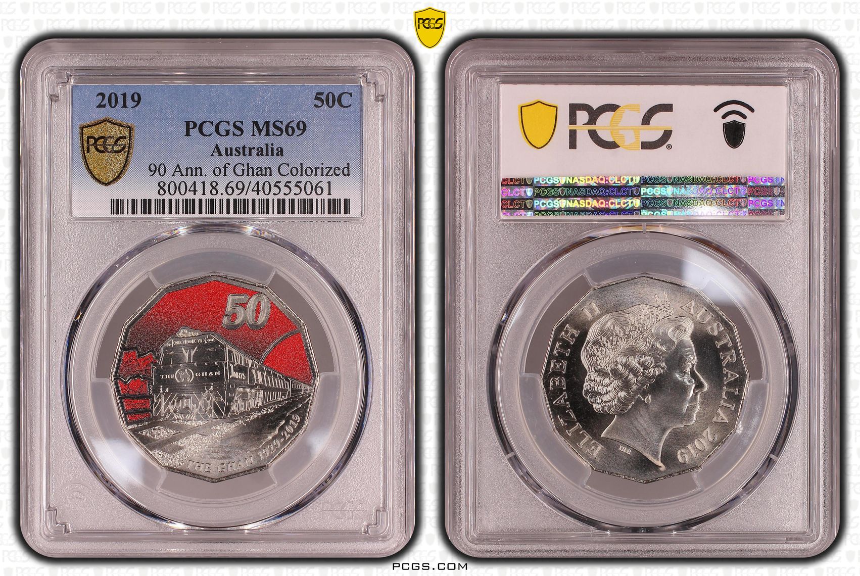 90 Ann. of Ghan Colorized, Fifty Cent, 2019, PCGS MS69