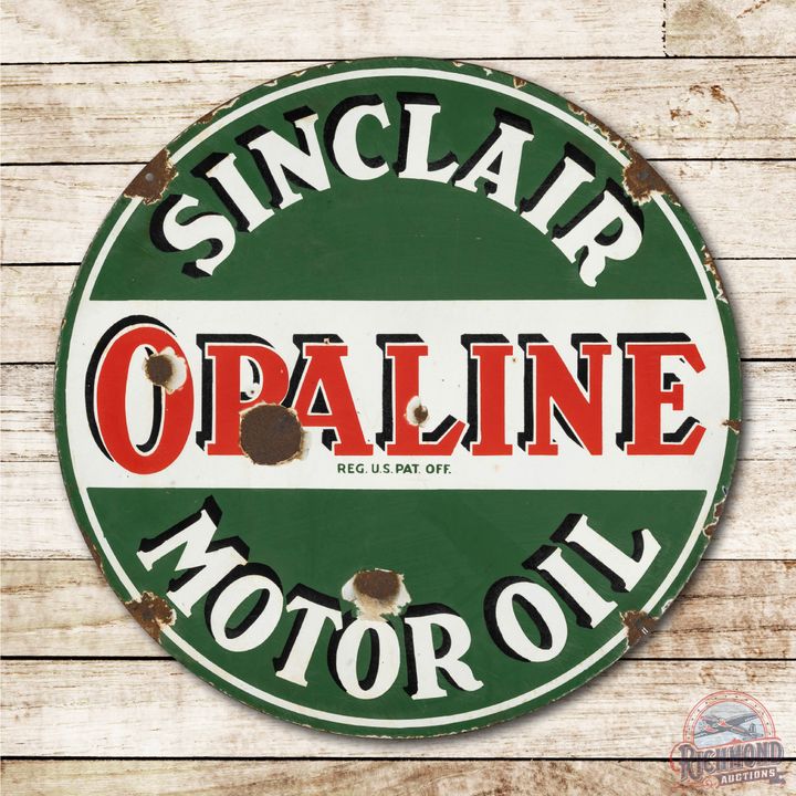 24" Sinclair Opaline Motor Oil Double Sided Porcelain Sign