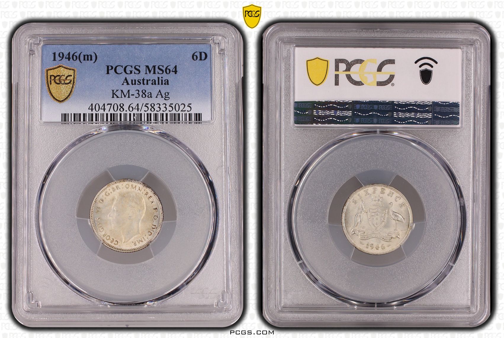 George VI, Sixpence, 1946(m), PCGS MS64