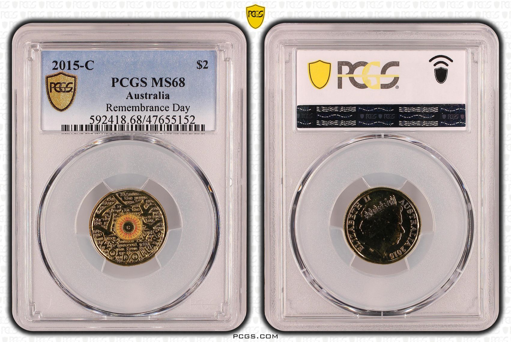 Elizabeth II, Remembrance Day-In Flanders Fields, Two Dollar, 2015-C, PCGS MS68