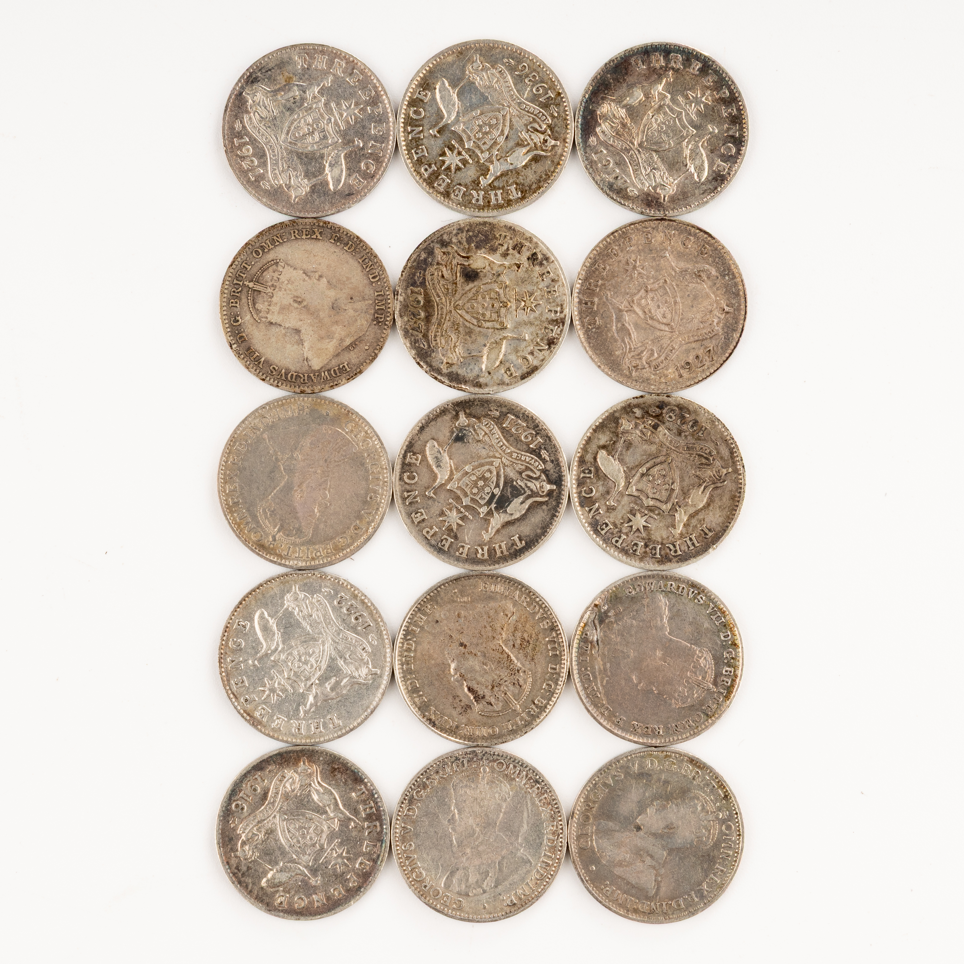 Edward VII - George V, Threepence, 1910 - 1936, G - gF