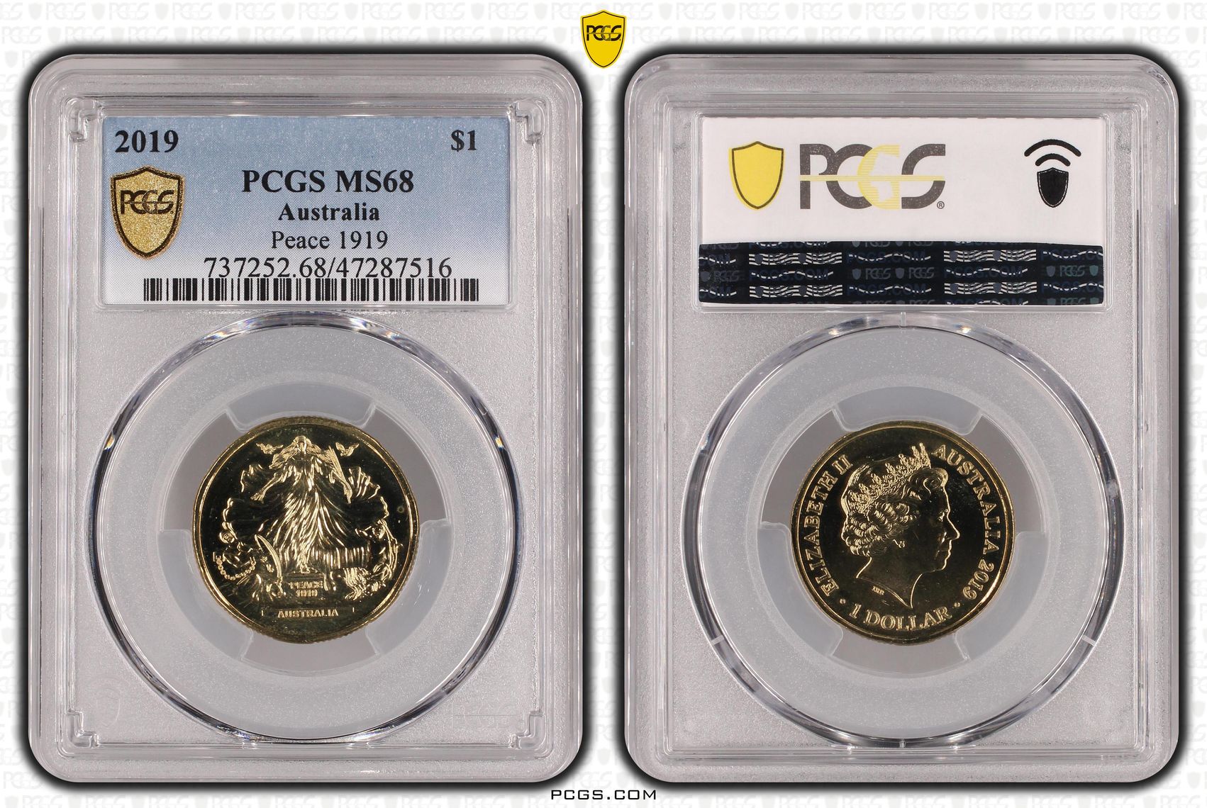Elizabeth II, Peace 1919, One Dollar, 2019, PCGS MS68