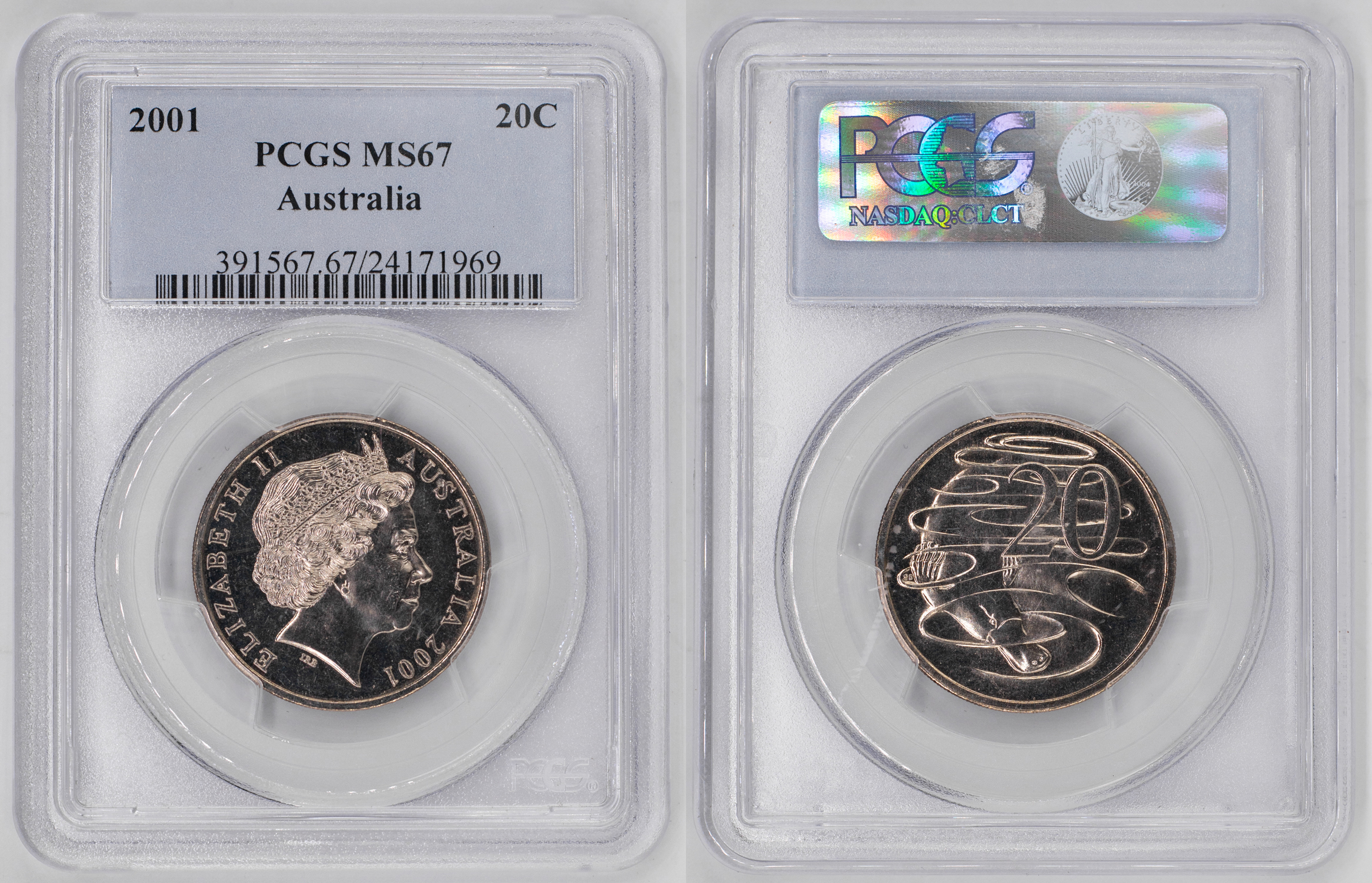 Elizabeth II, Twenty Cent, 2001, PCGS MS67