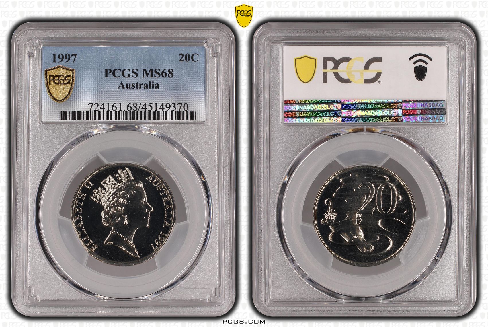 1997 Australia Twenty Cent, 20c PCGS - MS68 -370